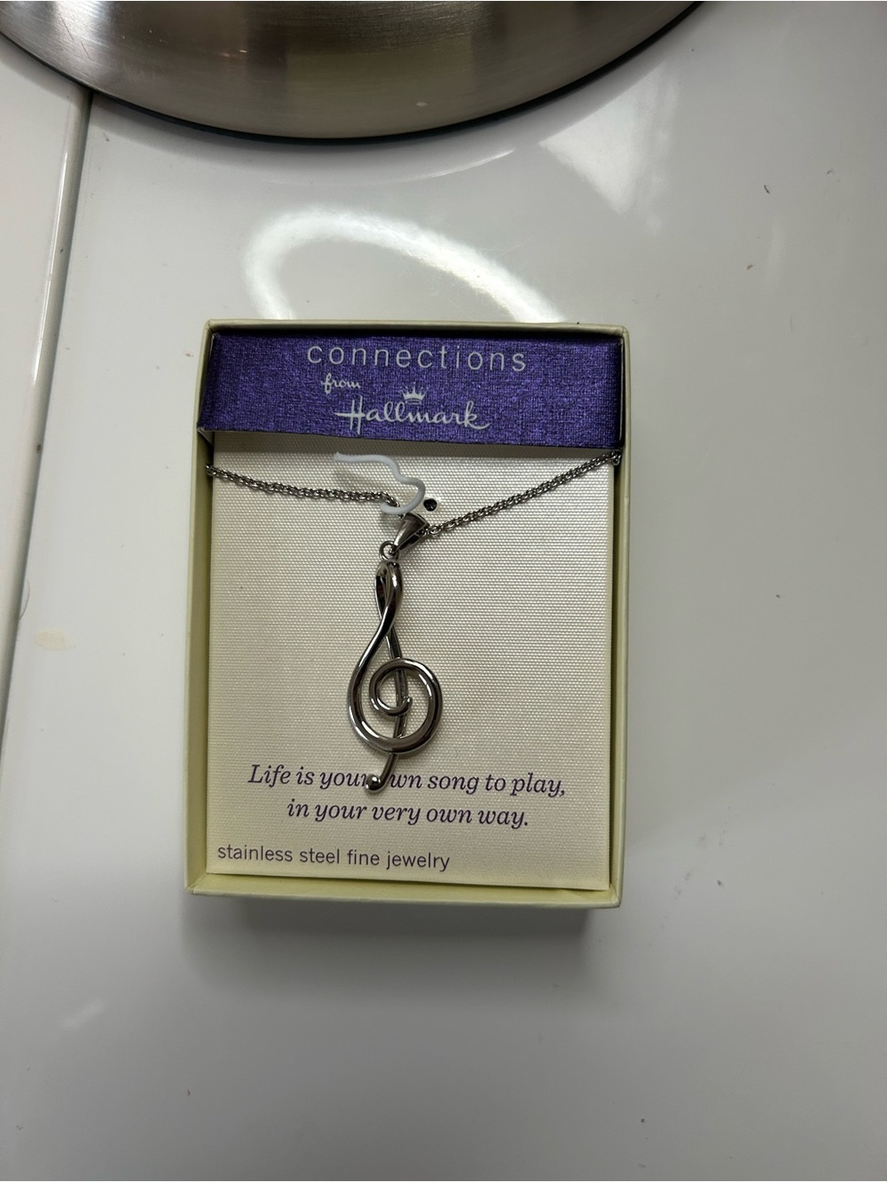 Music Treble Clef Necklace Stainless Steel